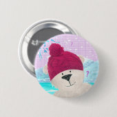 Badge Rond 5 Cm Type d'ours blanc (Devant & derrière)