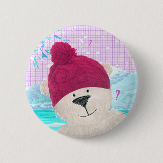 Badge Rond 5 Cm Type d'ours blanc