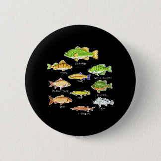 Badge Rond 5 Cm Types d'espèces de poissons d'eau douce Biologie P