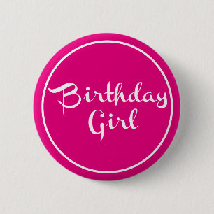 Badge Rond 5 Cm Typographie de fille d'anniversaire