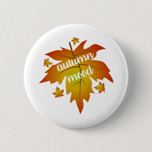 Badge Rond 5 Cm Typographie de l'humeur d'automne feuille d'érable
