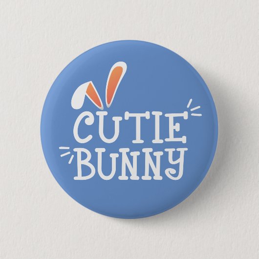 Badge Rond 5 Cm Typographie de Pâques de Bunny Cutie Simple | Bout (Devant)