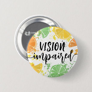 Badge Rond 5 Cm Typographie de script citron aquarelle Vision alté