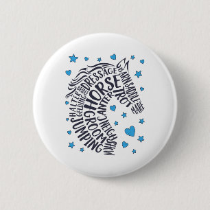 Badge Rond 5 Cm Typographie du cheval Word Art Girls Horseback équ