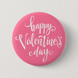 Badge Rond 5 Cm Typographie Heureuse Sainte-Valentin   Bouton d'ép