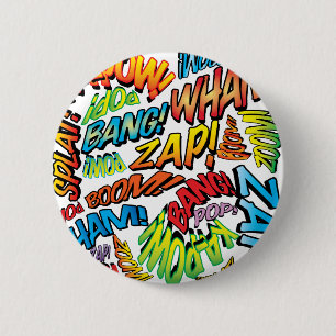 Badge Rond 5 Cm Typographie moderne colorée Pop Art de bande dessi