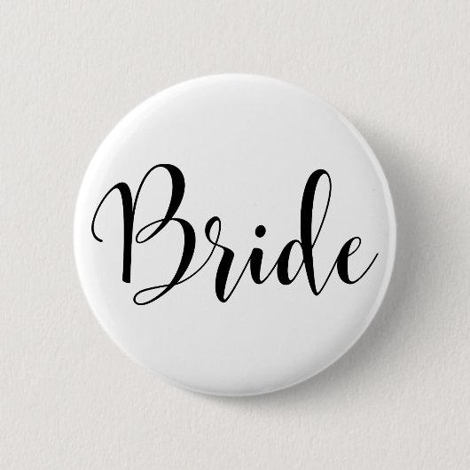 Badge Rond 5 Cm Typographie moderne du script noir de mariée (30) (Devant)