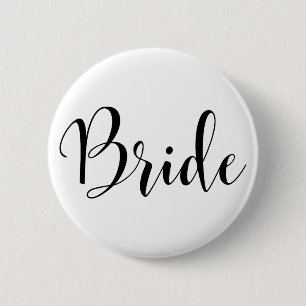 Badge Rond 5 Cm Typographie moderne du script noir de mariée (30)