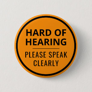 Badge Rond 5 Cm Typographie Néon Orange Minimaliste Malentendant