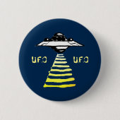 Badge Rond 5 Cm U.F.O. Blanc et jaune - Bleu (Devant)