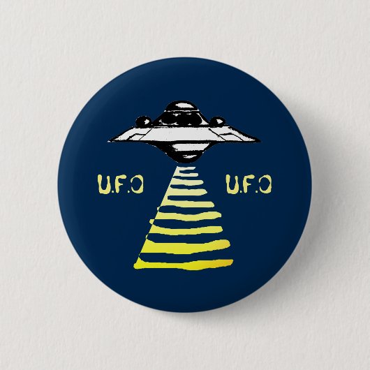 Badge Rond 5 Cm U.F.O. Blanc et jaune - Bleu (Devant)