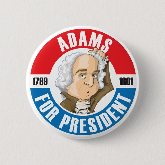 Badge Rond 5 Cm U.S. Les Présidents Campaign Button : #2 John (Devant)