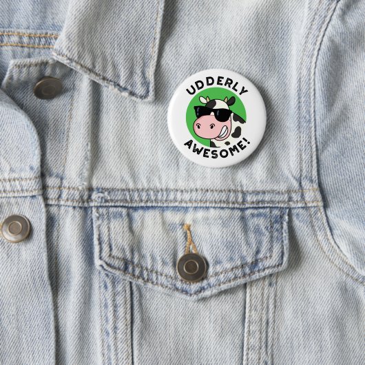 Badge Rond 5 Cm Uderly Awesome Funny Cow Pun (En situation)