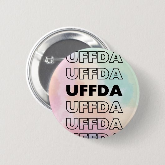 Badge Rond 5 Cm Uffda ! Scandinave/Norvégienne (Devant & derrière)