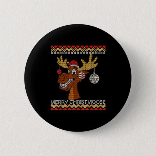Badge Rond 5 Cm Ugly Christmas Sweater I Merry Christmoose Funny M (Devant)