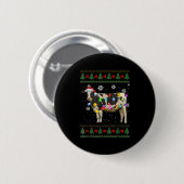 Badge Rond 5 Cm Ugly Cow Christmas Sweater Santa Hat And Light Up (Devant & derrière)