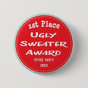 Badge Rond 5 Cm Ugly Sweater Award Bureau Party 1ère place