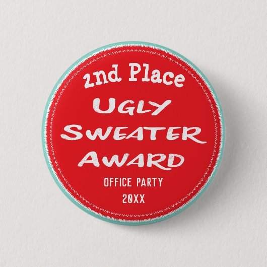 Badge Rond 5 Cm Ugly Sweater Award Bureau Party 2e place (Devant)