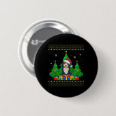 Badge Rond 5 Cm Ugly Sweater Christmas Tree Santa Hat Bernedoodle  (Devant & derrière)