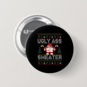 Badge Rond 5 Cm Ugly Sweater Santa Merry Christmas Funny Pajamas X (Devant & derrière)