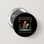 Badge Rond 5 Cm Ugly Wolf Xmas Gift Santa Riding Wolf Christmas  (Devant & derrière)