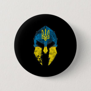 Badge Rond 5 Cm Ukraine Casque Sparta Ukraine Crête Drapeau Hommes