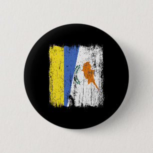 Badge Rond 5 Cm Ukraine Chypre Demi-drapeau Héritage ukrainien chy