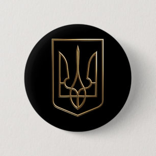 Badge Rond 5 Cm Ukraine Crête Gerfaucon Trident Avec Armoiries