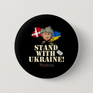 Badge Rond 5 Cm Ukraine Danemark Drapeaux Slogan Soutenez l'Ukrain