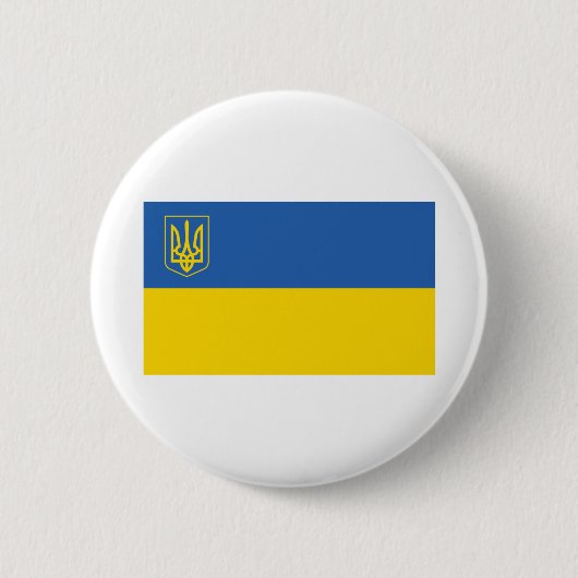 Badge Rond 5 Cm Ukraine - Drapeau avec trident (Devant)