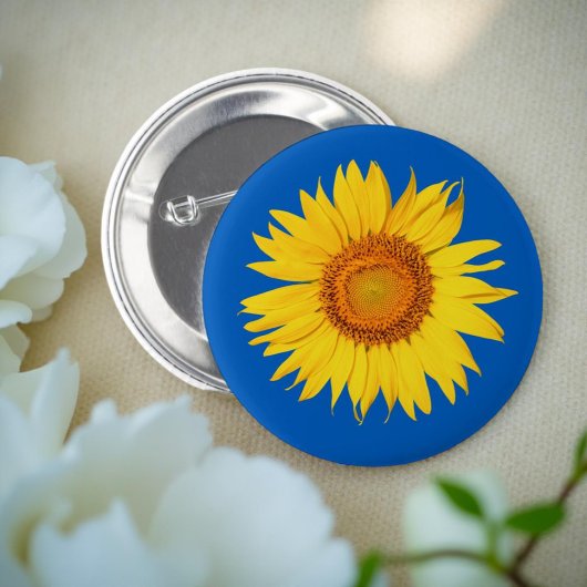Badge Rond 5 Cm Ukraine Drapeau Couleurs Fleur de tournesol bleu j
