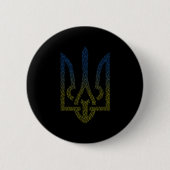 Badge Rond 5 Cm Ukraine Drapeau Et Trident Ukraine (Devant)