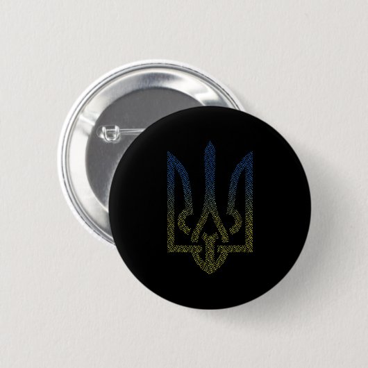 Badge Rond 5 Cm Ukraine Drapeau Et Trident Ukraine (Devant & derrière)