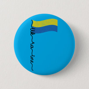 Badge Rond 5 Cm Ukraine Drapeau Signature Design, Symbole sur Flag