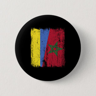 Badge Rond 5 Cm Ukraine Maroc Demi-Drapeau Ukrainien Marocain Héri