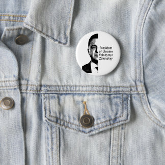 Badge Rond 5 Cm Ukraine Président Zelenskyy Half Portrait B&W