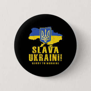 Badge Rond 5 Cm Ukraine Slava Ukraini Tryzub Gloire à l'Ukraine Dr