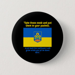 Badge Rond 5 Cm Ukraine Soutien Tournesol Pur Ces Graines Dans Vot