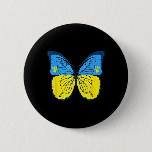 Badge Rond 5 Cm Ukrainian Butterfly Flag of Ukraine with Trident F