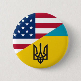 Badge Rond 5 Cm Ukrainien-Américain