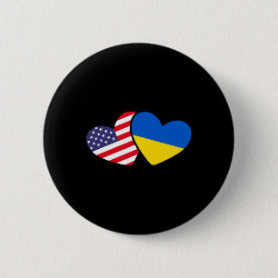 Badge Rond 5 Cm Ukrainien Ukraine 2 Cœur Drapeau Je suis avec l'Uk