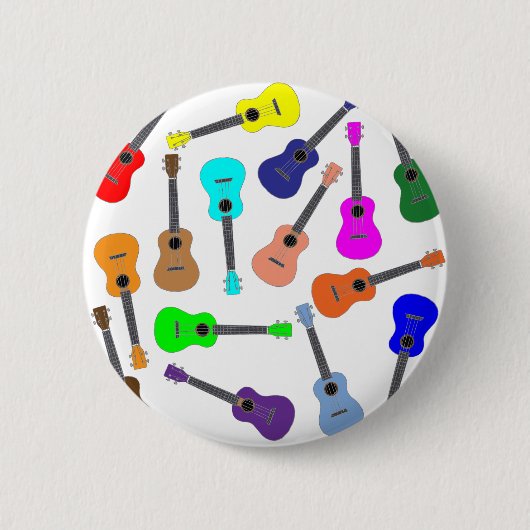 Badge Rond 5 Cm Ukulélé d'arc-en-ciel (Devant)