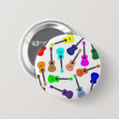 Badge Rond 5 Cm Ukulélé d'arc-en-ciel (Devant & derrière)
