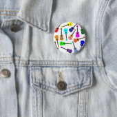 Badge Rond 5 Cm Ukulélé d'arc-en-ciel (En situation)