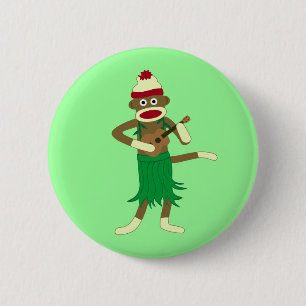 Badge Rond 5 Cm Ukulélé de singe de chaussette