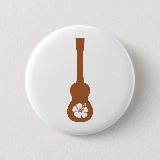 Badge Rond 5 Cm Ukulélé et hibisbus (Devant)