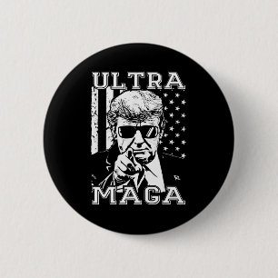 Badge Rond 5 Cm Ultra MAGA Fun Anti Biden US Flag Pro Trump Trend