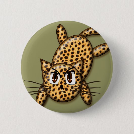 Badge Rond 5 Cm Ultra mignonne Anime Leopard Kitty (Devant)