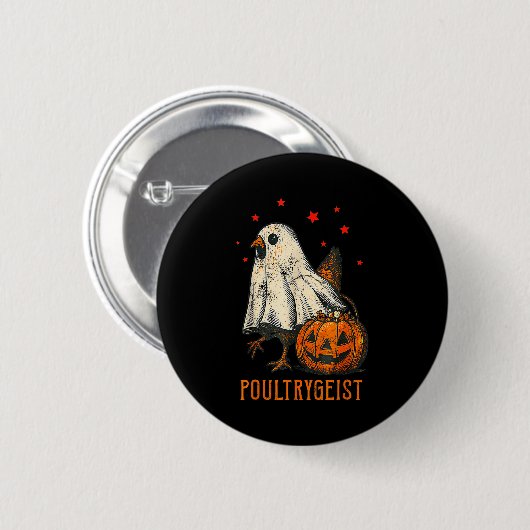 Badge Rond 5 Cm Ultrygeist Funny Halloween Chicken Ghost Costume P (Devant & derrière)