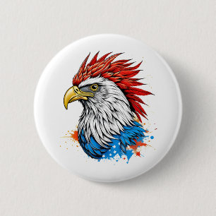 Badge Rond 5 Cm un aigle chauve rouge